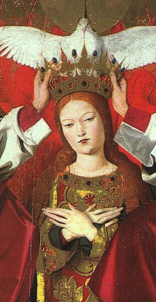 CHARONTON, Enguerrand The Coronation of the Virgin, detail: the Virgin jkh oil painting picture